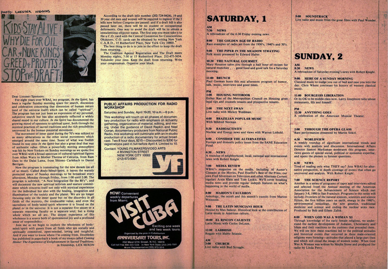 Dear Listener/ Sponsors: 
For eight years over WBAI, my program, In the Spirit has  been a regular Sunday morning space for search, discussion and celebration concerning that dimension of human nature
(and of the universe itself) which can be called "spiritual". The program has not just been an expression of my personal subjective search but has also accurately reflected a widely
shared mood in our culture. In the Spirit has documented the growing mood of openness to spiritual quest, both through the mystical practices of sacred traditions and the rich possibilities uncovered by the human potential movement. 

The movement of inner quest during the 70's was subject toas many aberrations as the other social movements which emerged around the same time. Some of what was foolish'
found its way onto In the Spirit but also a great deal that was of authentic value. Often a powerfully moving atmosphere was felt by New Yorkers on Sunday mornings as we spoke live over WBAI with a broad spectrum of cultural/spiritual figures from Allan Watts to Mother Theresa of Calcutta, from Ram Dass to the Dalai Lama, from Shlomo Carlebach to Daniel Berrigan. 

Now the program is transmuting for the new decade (as all of us must). Called Body/ Mind/ Spirit, it leaves the warmly protected space of Sunday mornings to be broadcast every
afternoon, Monday through Friday, from 1 :00 until, 2:00. The program is subtitled, "A New Integration for the 80's" will document the new spiritual activism and mature commitment
which concerns itself not only with mystical experiences for the individual but also with the healing, integration and illumination of the society and the planet. We are no longer
focusing only on the inner quest but on the discovery in all  fields of the mystery, the irreducible value, and even the sacredness of body/ mind/spirit wherever it is found on the
planet or in the universe. It is not a separate five senses, separate reasoning faculty or a separate soul, but a living whole which we all are. The deeper experience of the wholeness is a source both of spontaneous joy and a profound sense of responsibility. 

Join me as we begin to explore the wholeness of body/mind/spirit with guests from all fields who are socially and spiritually committed, open-minded, loving and insightful.
And if you want to know where I'm coming from, Doubleday has published in paperback a book of my essays called Coming Home: The Experience of Enlightenment m Sacred Traditions.
in friendship, LEX HIXON