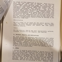 Third page of a report on the WSCF archives